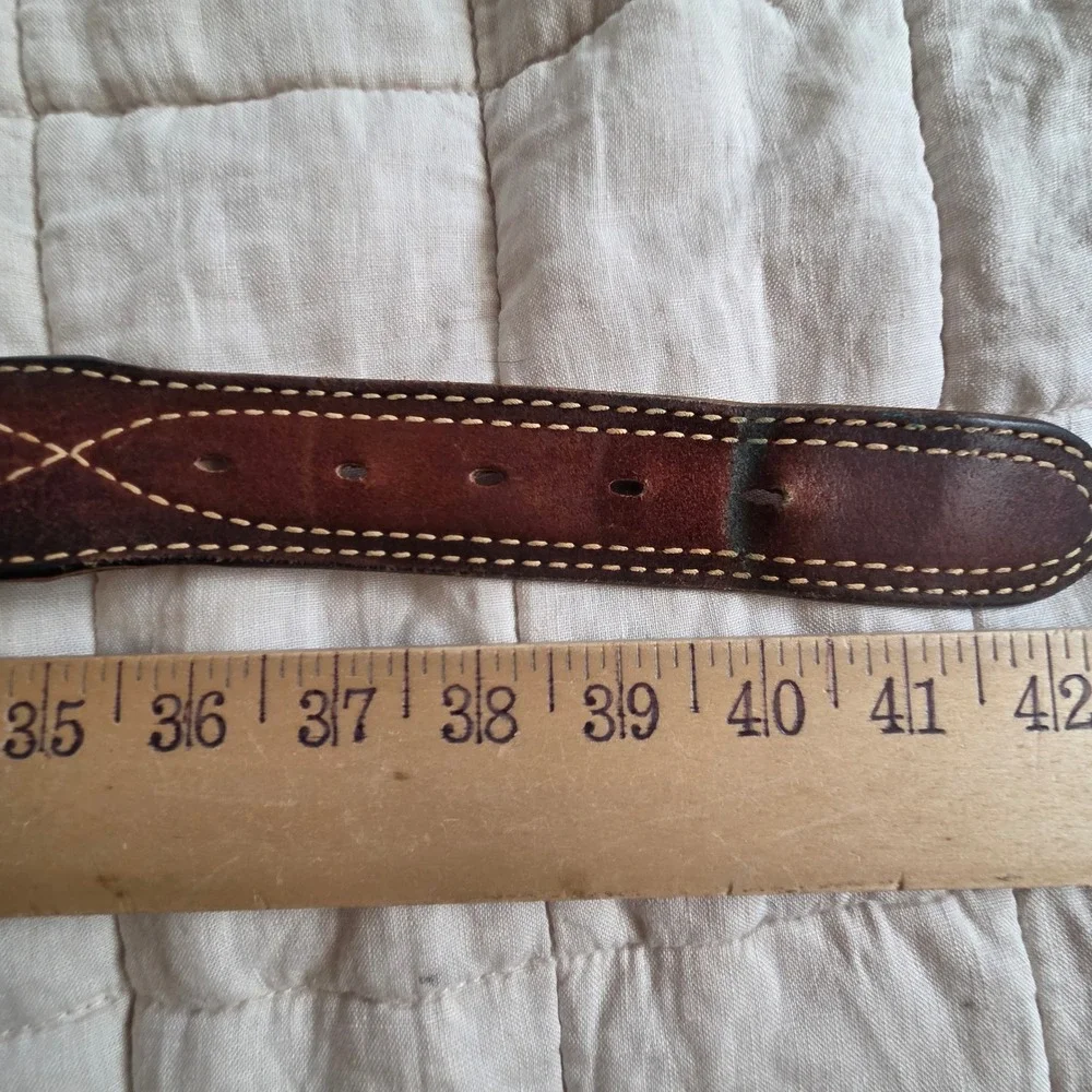 Torel Leather Belt Mens 38 Brown Good Western Diamond Stitch Made in USA 451